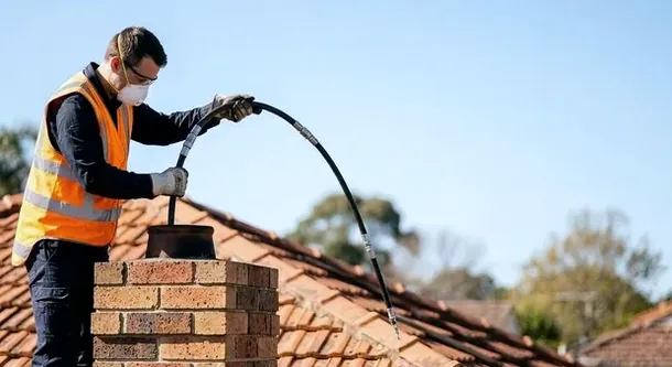 Installing a stove liner on a roof near Morrison, Colorado