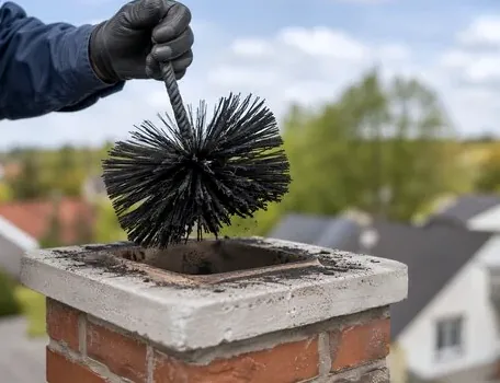 Sweeping a wood stove flue for a home near Evergreen